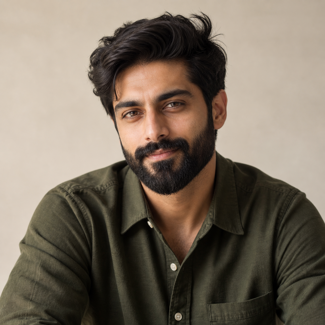 A well-groomed full beard with natural texture